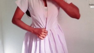 උදේ ඉස්කෝලේ යන්න සුදු ගවුමක් ඇඳගෙන එන කෙනා Sri Lankan Schoolgirl Uniform Dressing Sinhala Voice