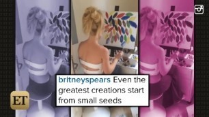 Britney Spears Shows off her Painting Skills while Wearing a Confusing Top