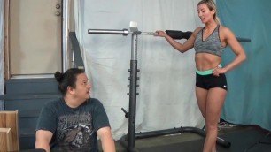 Ticklish Gymrat Feetlicking after Workout -- Larissa Louder (5'6", Size 7)