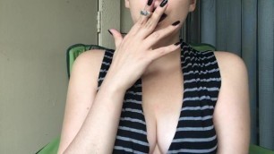 Sexy Goth Goddess D Smoking Cork Tip 100 - Dark Lipstick - Big Perky Tits