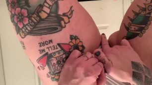 Beautiful Tattooed PAWG Wife Pisses her Panties